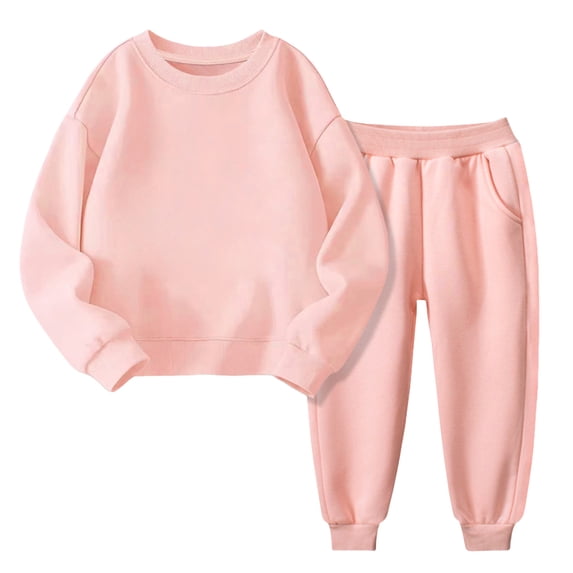 Daznico Unisex Solid Sweatsuit Long Sleeve Warm Pullover Tops Pants Set Outfits,9-10 Years