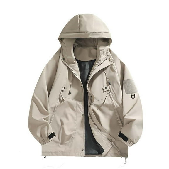 Daznico Unisex Winter Windbreaker Jacket Outdoor Waterproof Functional Workwear Wind Resistant Coat Hooded Utility Outerwear,Size:3XL