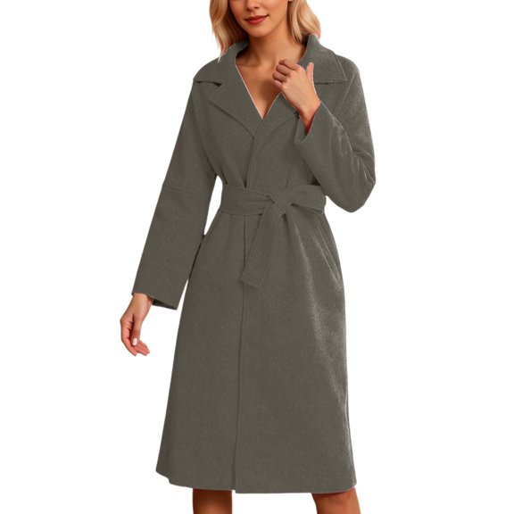 Daznico Winter Blend Long Trench Coat Double Belted Waist Elegant Dressy Outerwear for Cold Weather Fashion,XXL