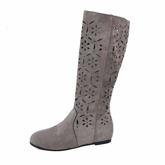 Daznico Winter Boots for Women,Mid Calf Boots with Cutout Design Versatile Two Way Wear Heel Round Toe Retro Ankle Boots for Everyday Comfort and Style,Shoes for Winter,Size:6