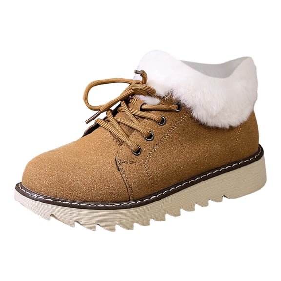 Daznico Winter Boots for Women,Lace Up Lined Trim Lined Boots Large Size Round Toe Thick Sole Warm Boots For,Shoes for Winter,Size:6.5