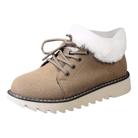 Daznico Winter Boots for Women,Lace Up Lined Trim Lined Boots Large Size Round Toe Thick Sole Warm Boots For,Shoes for Winter,Size:7