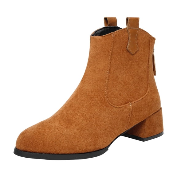 Daznico Winter Boots for Women,Suede Heel Mid Calf Boots Ankle Booties with Rear Zipper for Fall Winter Comfort Footwear,Shoes for Winter,Size:8.5