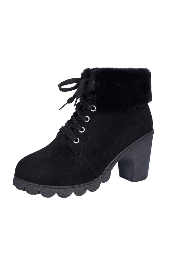 Winter Boots for Women,Winter Women's Boots Wool Lined Collar High Heel Plus Size Boots Women's Shoes with Zipper,Shoes for Winter,Size:7