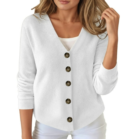 Daznico Winter Cardigan Button Down Sweater Casual Comfortable Commute Solid Color Top,Sweaters for Women,S