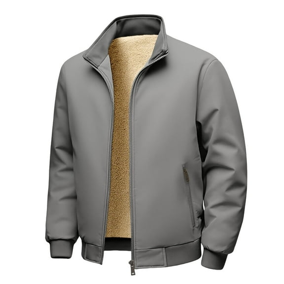 Daznico Winter Coats for Men,Casual Stand Collar Jacket Lined Outerwear Lightweight Warm Winter Windbreaker Coat for Daily Streetwear,Size:L