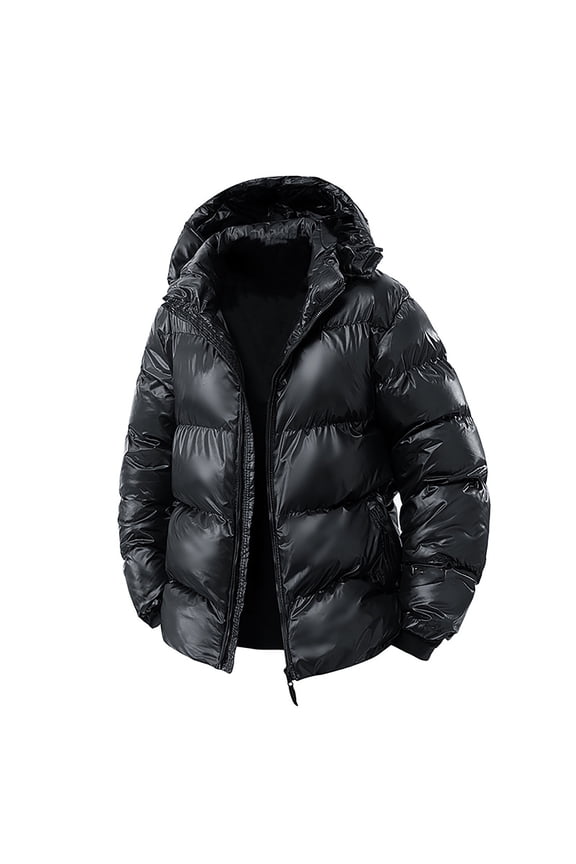 Winter Coats for Men,Heavy Duty Coat Winter Warm Insulated Outerwear with Hood for Cold Weather Windproof Casual Jacket,Size:5XL