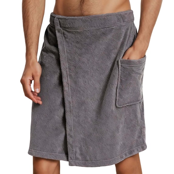 Daznico Winter Coats for Men,Solid Color Wearable Bath Towel Robe with Pockets Closure Bath Towel,Size:XL