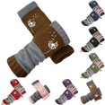 thumbnail image 1 of Daznico Winter Gloves, Autumn Winter Open Toe Knit with Patchwork Embroidery for Warm Mittens Style Touchscreen Friendly Cozy, 1 of 3