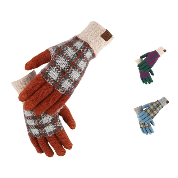 Daznico Winter Gloves, Japanese Style Knitted for and Winter Lined Thermal Warm Touchscreen Five Finger Design for Outdoor Riding Skiing and Daily Use