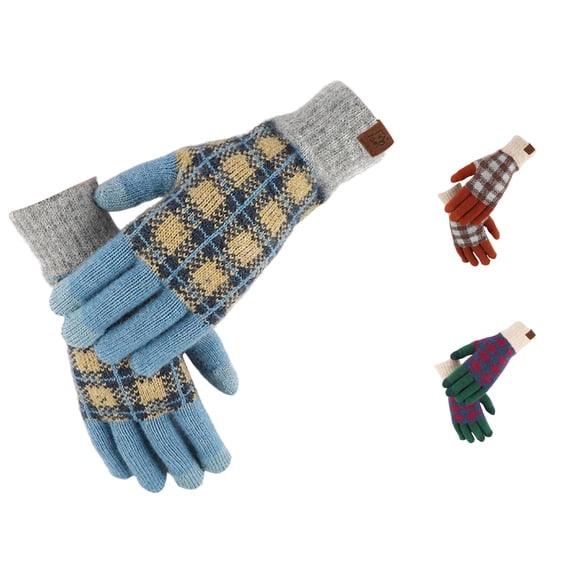 Daznico Winter Gloves, Japanese Style Knitted for and Winter Lined Thermal Warm Touchscreen Five Finger Design for Outdoor Riding Skiing and Daily Use