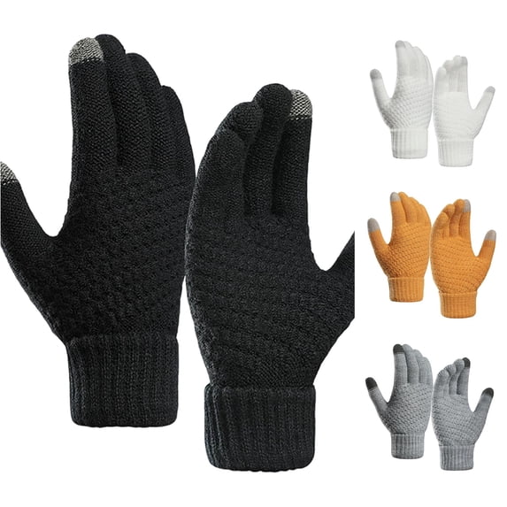 Daznico Winter Gloves, Warm Knitted Touchscreen for and Winter Pineapple Jacquard Pattern Thermal Lined Cold Weather