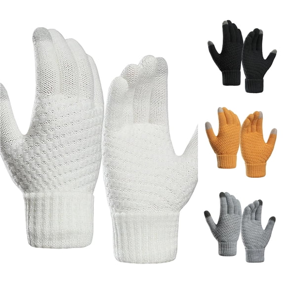 Daznico Winter Gloves, Warm Knitted Touchscreen for and Winter Pineapple Jacquard Pattern Thermal Lined Cold Weather