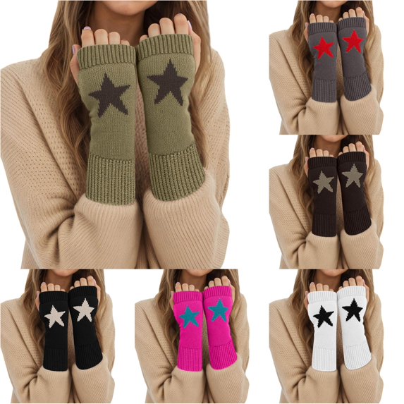 Daznico Winter Gloves, Winter Knit Fingerless Gloves for Men and Women Unisex Warm Touchscreen Mittens for Daily Commute and Outdoor Activities