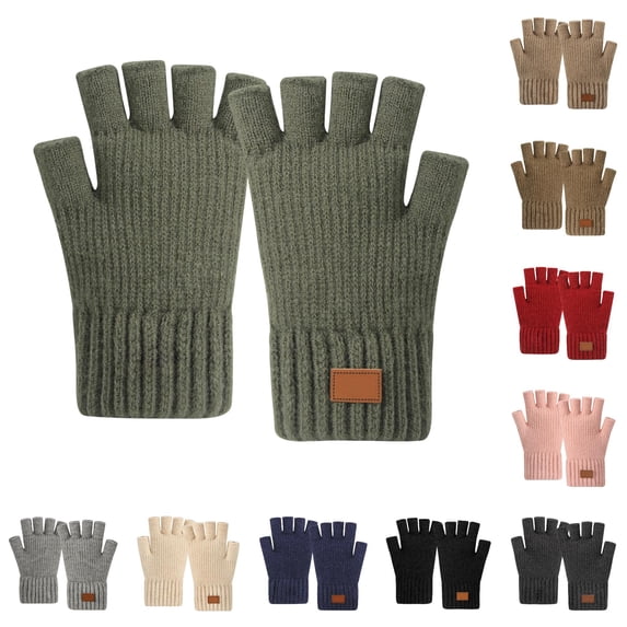 Daznico Winter Gloves, Winter Thermal Half Finger Knitted Warm Touchscreen Texting Mittens for and Cold Weather Hand