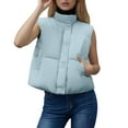 thumbnail image 1 of Daznico Winter Sleeveless Quilted Down Vest with Stand Collar Short for Warmth Outerwear,Womens Vest,XXL, 1 of 5