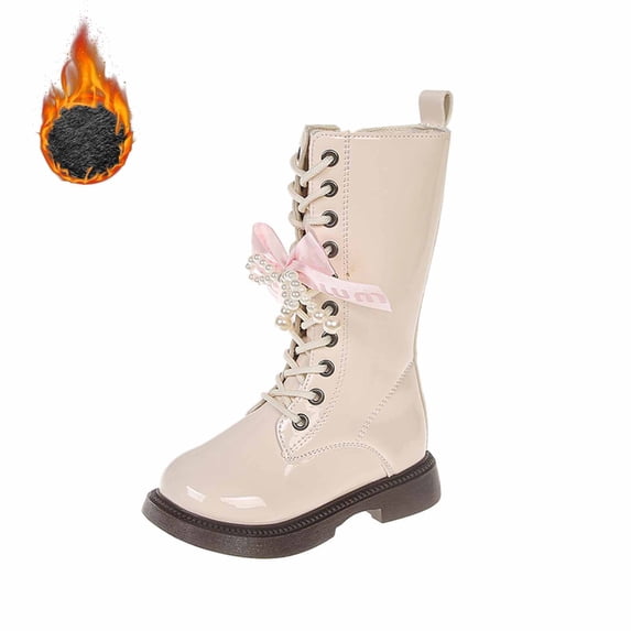Daznico Winter Warm Lined Long Shaft Mid Calf Boots for Girls Youth Toddler with Non Sole,12-13 Years