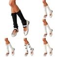thumbnail image 1 of Daznico Women Calf High Slouch Ribbed Knit Socks Multi Satin Bow Stretch Stackable Thermal Leg Warmers for Balletcore Fall Winter Daily Skirt Matching Outfits, 1 of 5