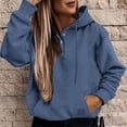 thumbnail image 1 of Daznico Women Casual Half Buttons Sweatshirt Hooded Strap Long Sleeve Loose Top Drawstring Hoodies with Pocket,Women's Hoodies & Sweatshirts-BU1-S, 1 of 7