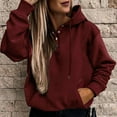 thumbnail image 1 of Daznico Women Casual Half Buttons Sweatshirt Hooded Strap Long Sleeve Loose Top Drawstring Hoodies with Pocket,Women's Hoodies & Sweatshirts--S, 1 of 6