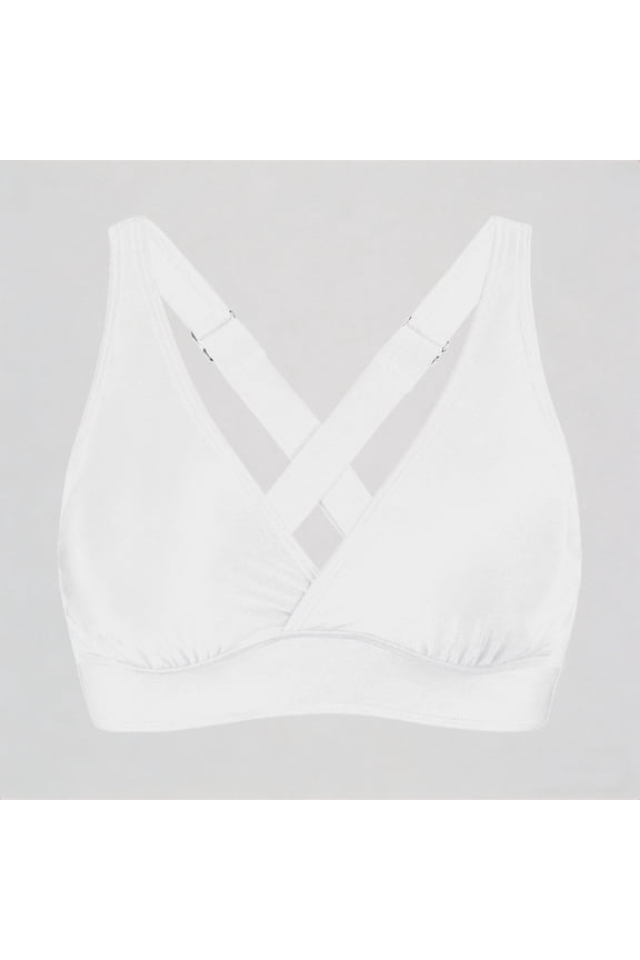 Women Elastic Swimwear Tops Underwire Full Coverage Bikini Top Push Up Swim Crop Top Tie Back Bathing Suit Tops,XXL