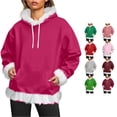 thumbnail image 1 of Daznico Women Hooded Sweatshirt Long Sleeve Pullover with Kangaroo Pocket Soft Warm Winter Holiday Loungewear Outerwear Top,3XL, 1 of 4