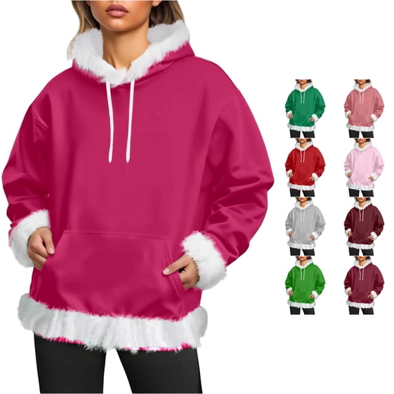 Daznico Women Hooded Sweatshirt Long Sleeve Pullover with Kangaroo Pocket Soft Warm Winter Holiday Loungewear Outerwear Top,3XL