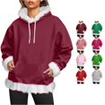 thumbnail image 1 of Daznico Women Hooded Sweatshirt Long Sleeve Pullover with Kangaroo Pocket Soft Warm Winter Holiday Loungewear Outerwear Top,6XL, 1 of 5