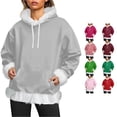 thumbnail image 1 of Daznico Women Hooded Sweatshirt Long Sleeve Pullover with Kangaroo Pocket Soft Warm Winter Holiday Loungewear Outerwear Top,XXS, 1 of 5