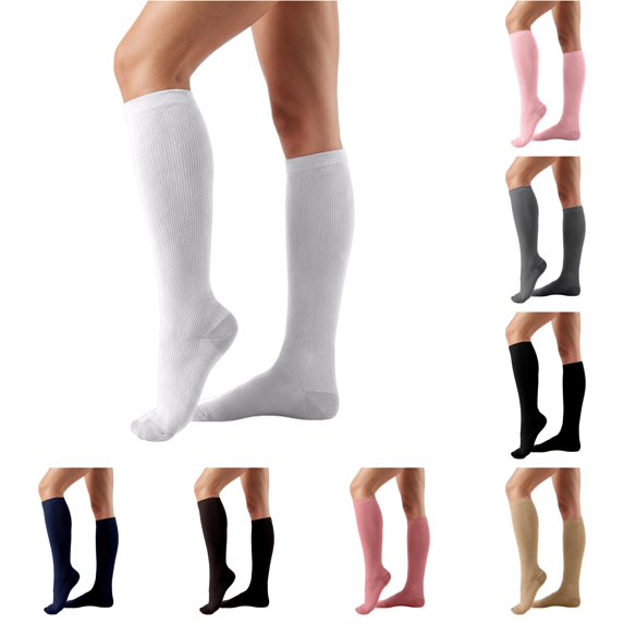 Daznico Women Knee High Ribbed Compression Socks Elastic Stretch Breathable Performance Calf Supports for Running Cycling Fitness Sports Outdoor Daily Wear