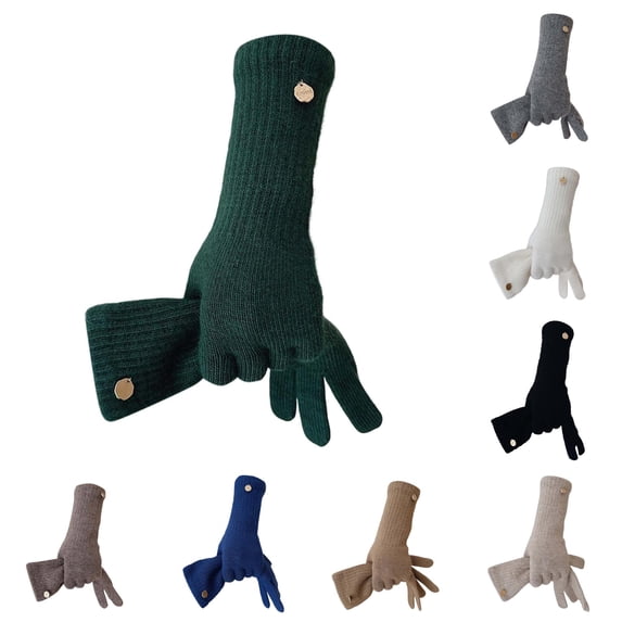 Daznico Women Long Knitted Touchscreen Gloves, Thermal Warm Convertible Full Finger Hand Warmers for Daily Commuting Cold Weather Outdoor Casual Wear