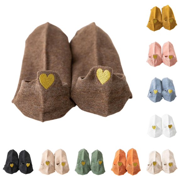 Daznico Women Low Cut Ankle Socks Heart Embroidery Heel Pull Tab Soft Breathable Stretch Japanese Style Cute Casual Footwear for Summer Daily Matching