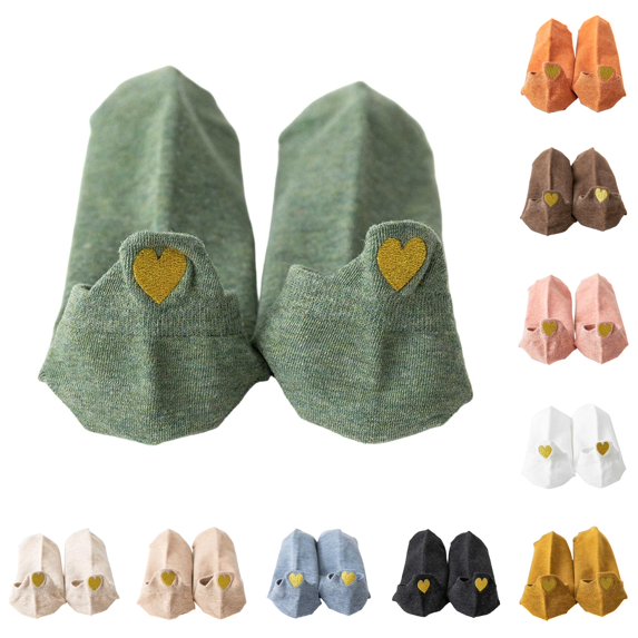 Daznico Women Low Cut Ankle Socks Heart Embroidery Heel Pull Tab Soft Breathable Stretch Japanese Style Cute Casual Footwear for Summer Daily Matching