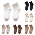 thumbnail image 1 of Daznico Women Ruffle Edge Ribbed Crew Socks Lightweight Soft Breathable Stretch Knit for Summer Casual Comfort Mid Calf Hosiery, 1 of 5