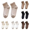 thumbnail image 1 of Daznico Women Ruffle Edge Ribbed Crew Socks Lightweight Soft Breathable Stretch Knit for Summer Casual Comfort Mid Calf Hosiery, 1 of 5
