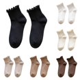 thumbnail image 1 of Daznico Women Ruffle Edge Ribbed Crew Socks Lightweight Soft Breathable Stretch Knit for Summer Casual Comfort Mid Calf Hosiery, 1 of 5