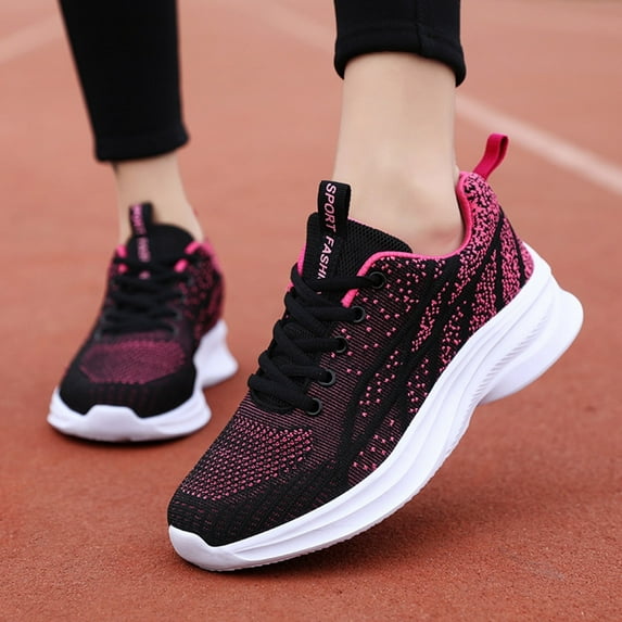 Daznico Women Shoes Sneakers Low Top Breathable Casual Sneakers Lightweight Sports Women Shoes(Color:Hot Pink,Size:8.5)