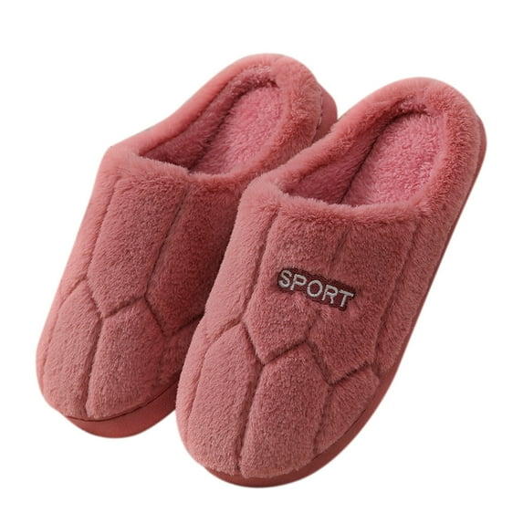 Daznico Women Slippers Women Shoes Warm Household Cotton Casual Flat Slipper Couple Thick Bottom Warm Cotton Slippers Red 7.5
