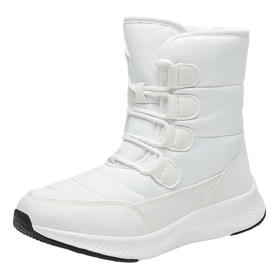 Daznico Women Snow Boots Simple Solid Color Comfortable Thickened Warm and Comfortable Lace Up,Size 7.5