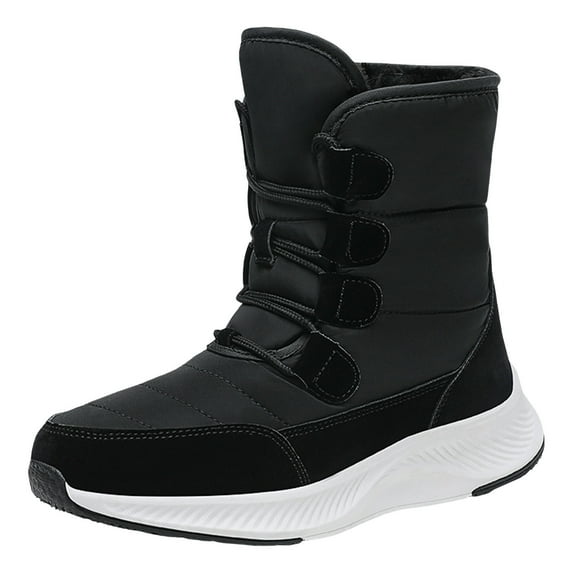 Daznico Women Snow Boots Simple Solid Color Comfortable Thickened Warm and Comfortable Lace Up,Size 9