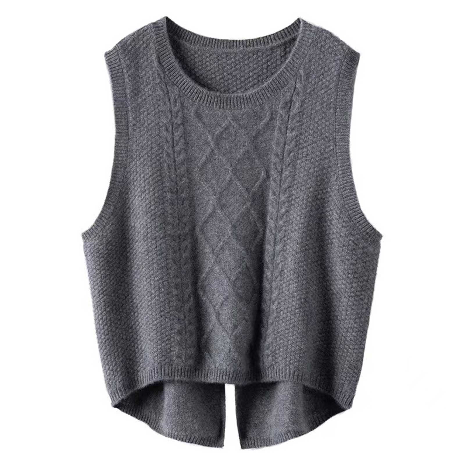 LISTHA Womens Casual Chunky Knit Vest Gold Button Down Crop