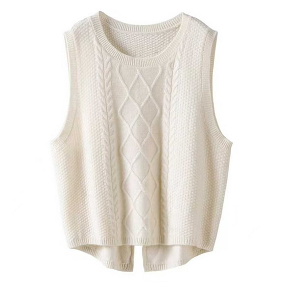 Daznico Women Sweater Vest Casual Loose Short Split Knit Vest,Size L