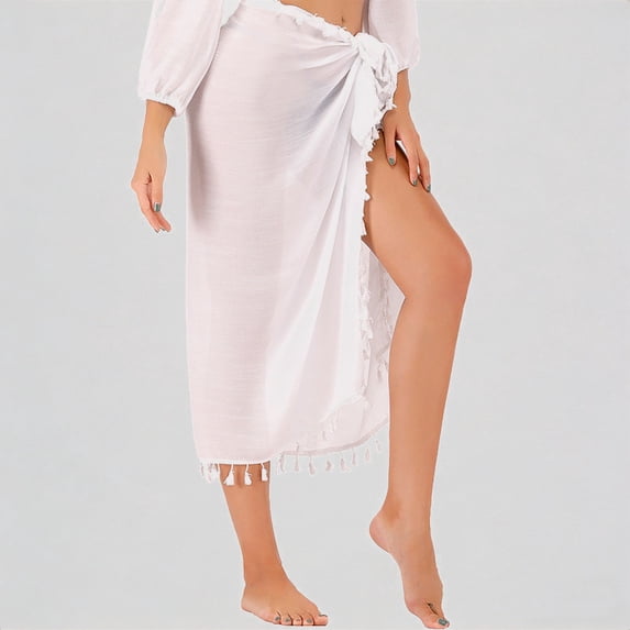 Daznico Women Swimsuit Cover Up Summer Solid Beach Wrap Skirt Swimwear Bikini Cover Up Skirt Beach Towel,One Size