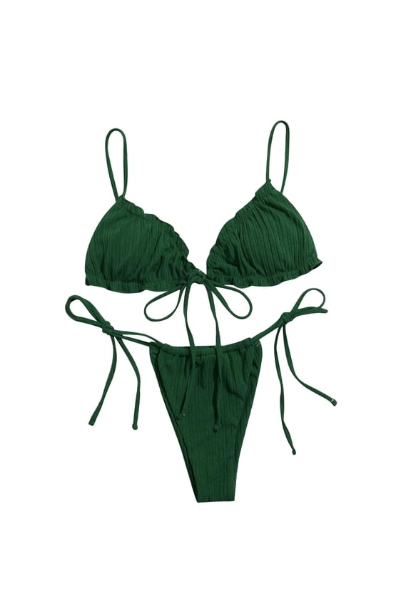 Women's Adjustable Bikini Set - Skinny Fit Two Piece for Small Breasts, Summer Hot Spring Bathing Suit,Size M