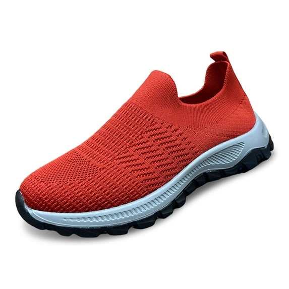 Daznico Women's All-Season Sneakers - Breathable Mesh Casual Shoes with Non- Sole for Sports & Daily Wear,Color:Red,Size:8