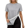 thumbnail image 1 of Daznico Women's Asymmetrical Hem Tee, Crew Neck Short Sleeve Casual Everyday Top,S, 1 of 5