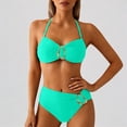 thumbnail image 1 of Daznico Women's Bikini Set, Halter Bandeau Top with Metal Buckle High Waist Bottoms,L, 1 of 4