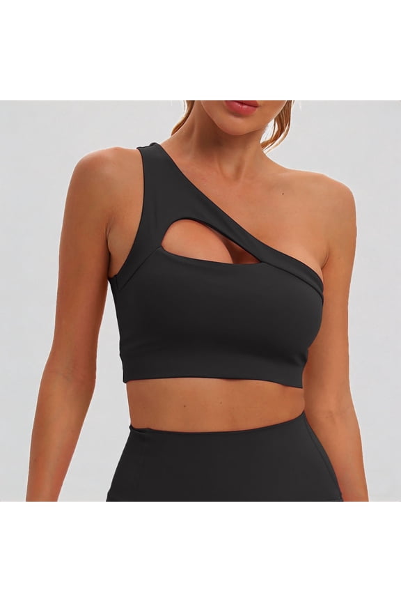 Women's Bikini Tops for Large Bust Full Coverage Tankini Sports Bra One Shoulder Swim Bras Cut Out Bathing Suit Tops,M