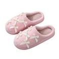 thumbnail image 1 of Daznico Women's Bow Winter Slippers Plush Indoor House Shoes Non- Soft Comfortable for Home,Color:Pink,Size:10, 1 of 9