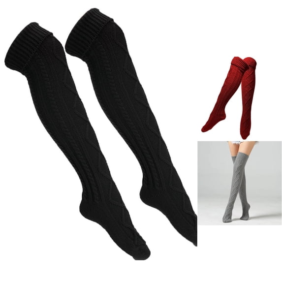 Daznico Women's Cable Knit Knee High Boot Socks Thick Soft Stretch Warm Winter Long Knitted Leg Warmers